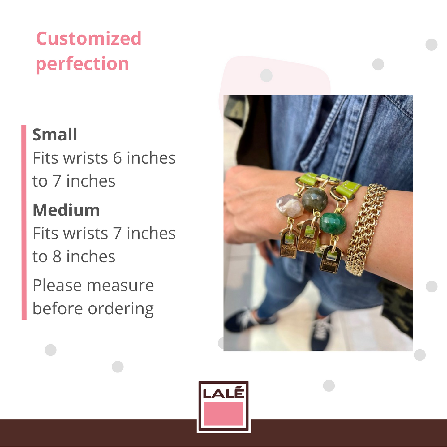 Three Mini Ale Bracelets -  Green Leather and Natural Stones - LALEBRACELETS