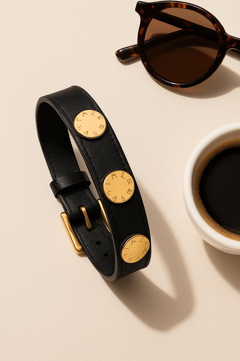 TACHAS Black Leather - LALEBRACELETS