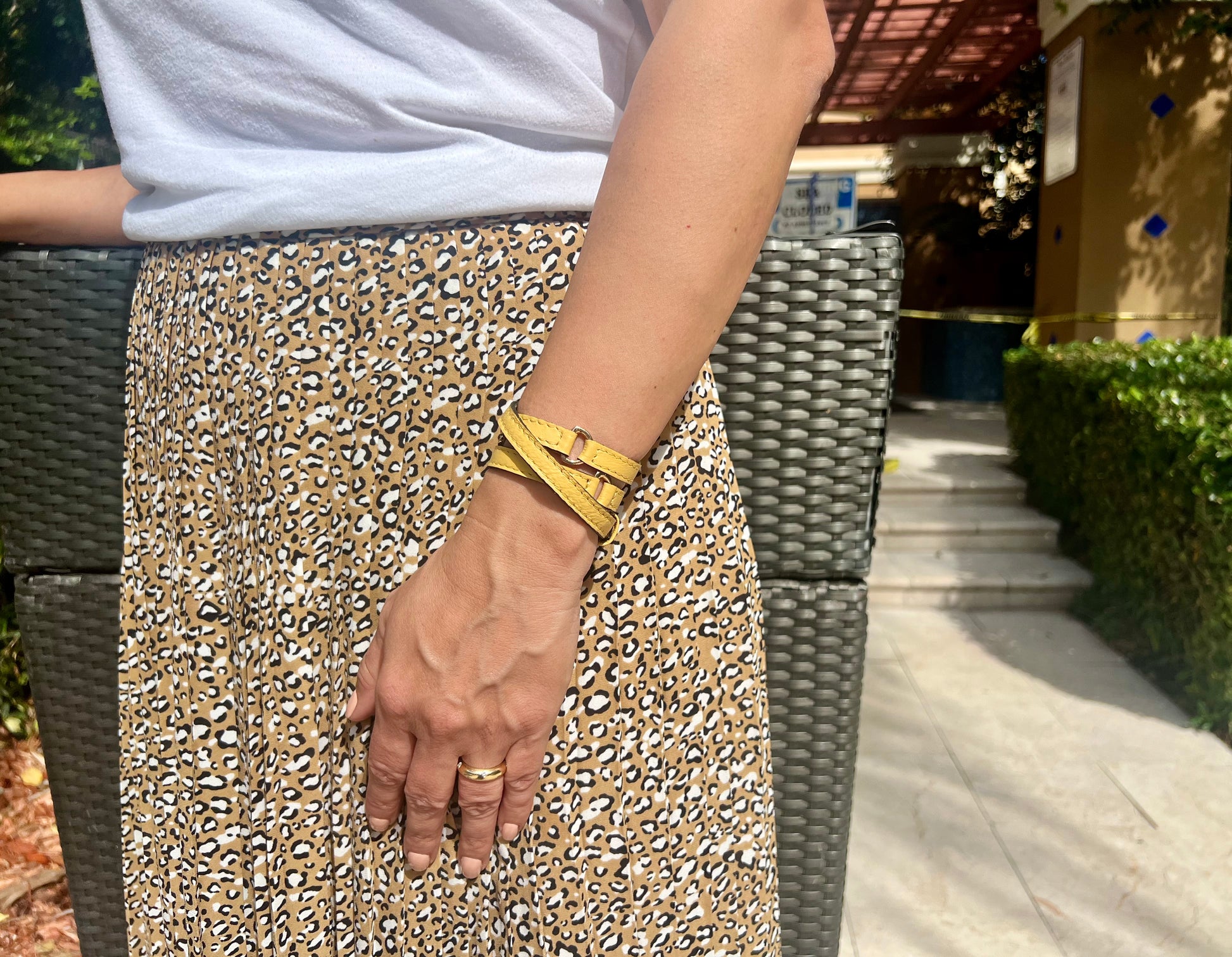 Halfmoon Yellow Leather Bracelet - LALEBRACELETS