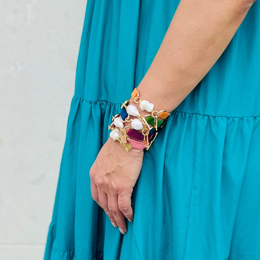 Bundle Multicolor Leather Bracelets with Pearl - LALEBRACELETS