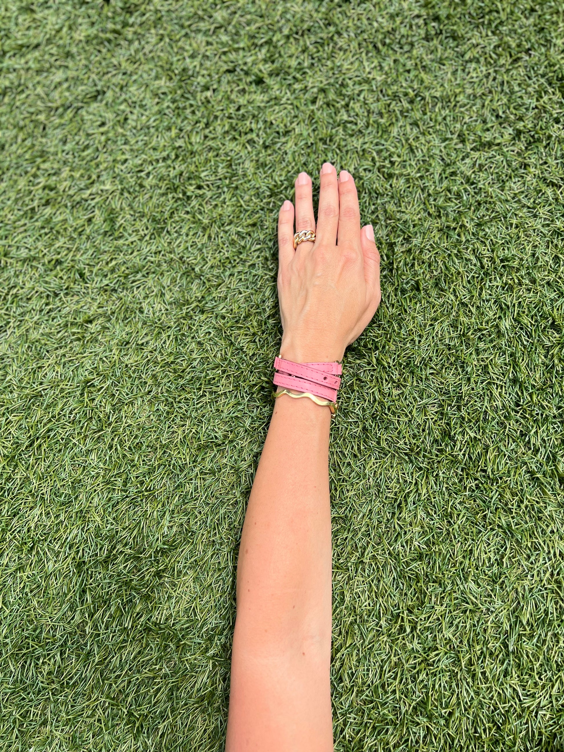 Halfmoon Pink Leather Bracelet - LALEBRACELETS