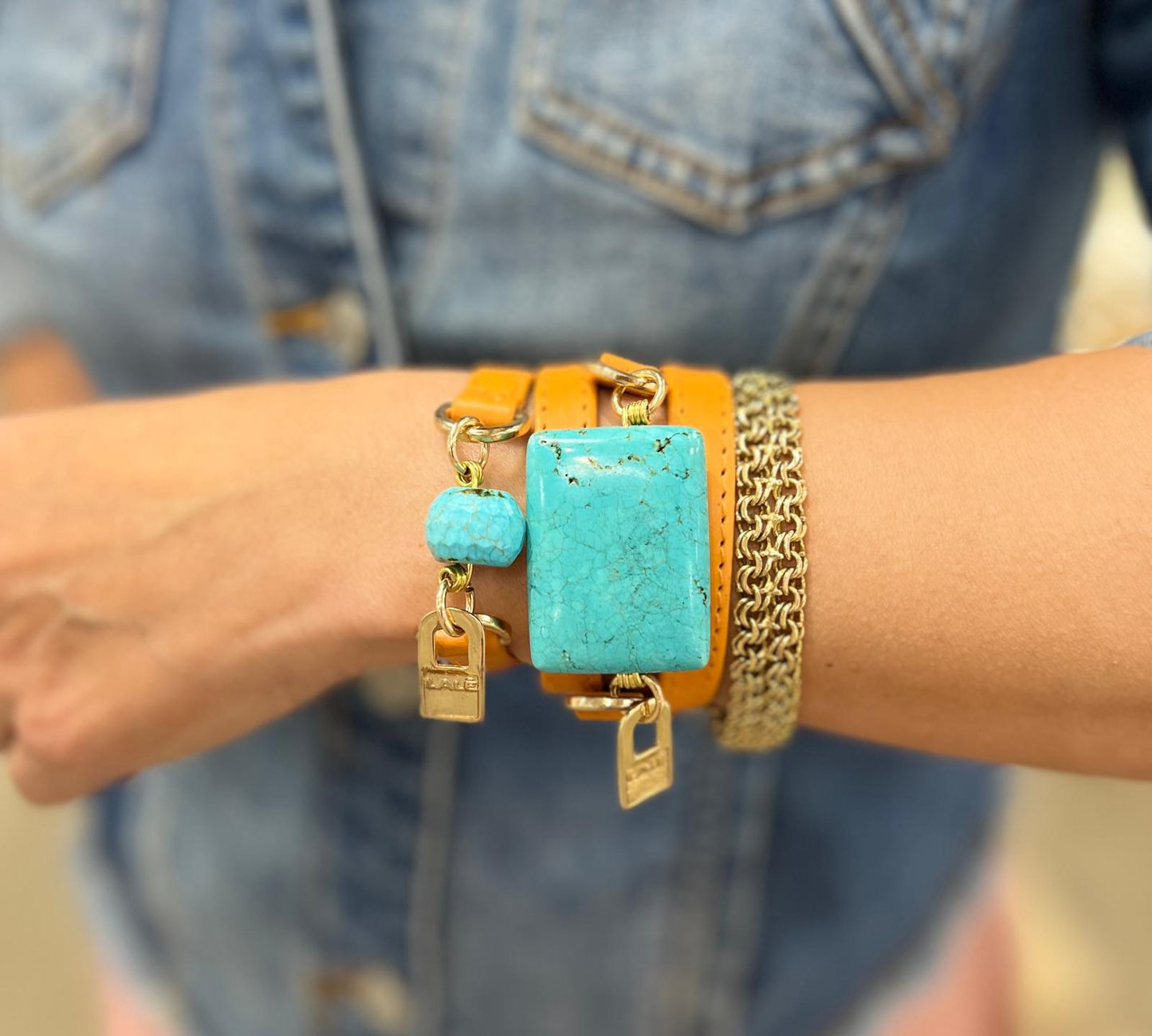 Handcrafted Orange Leather with Natural Stone Bracelet | LALÉ Bracelets - LALEBRACELETS