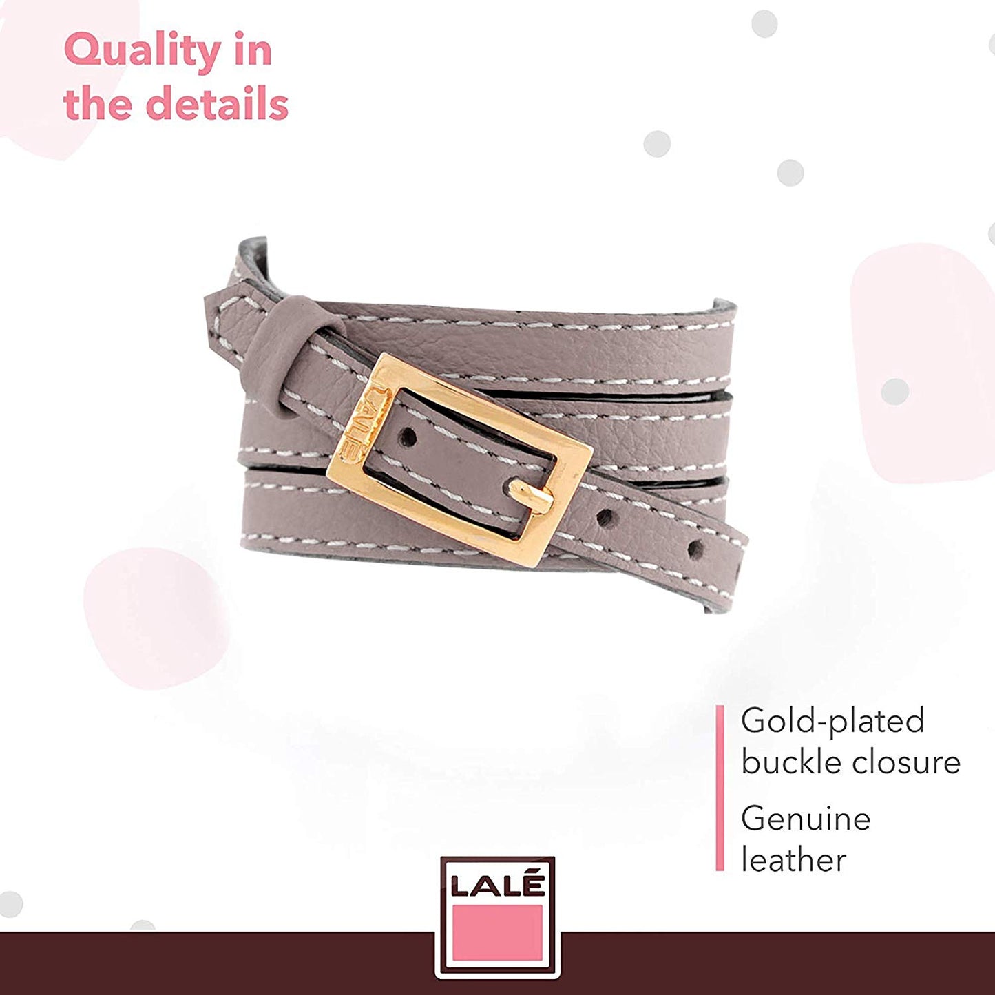 Bracelet 4V - Grey - LALE - LEATHER - BRACELETS
