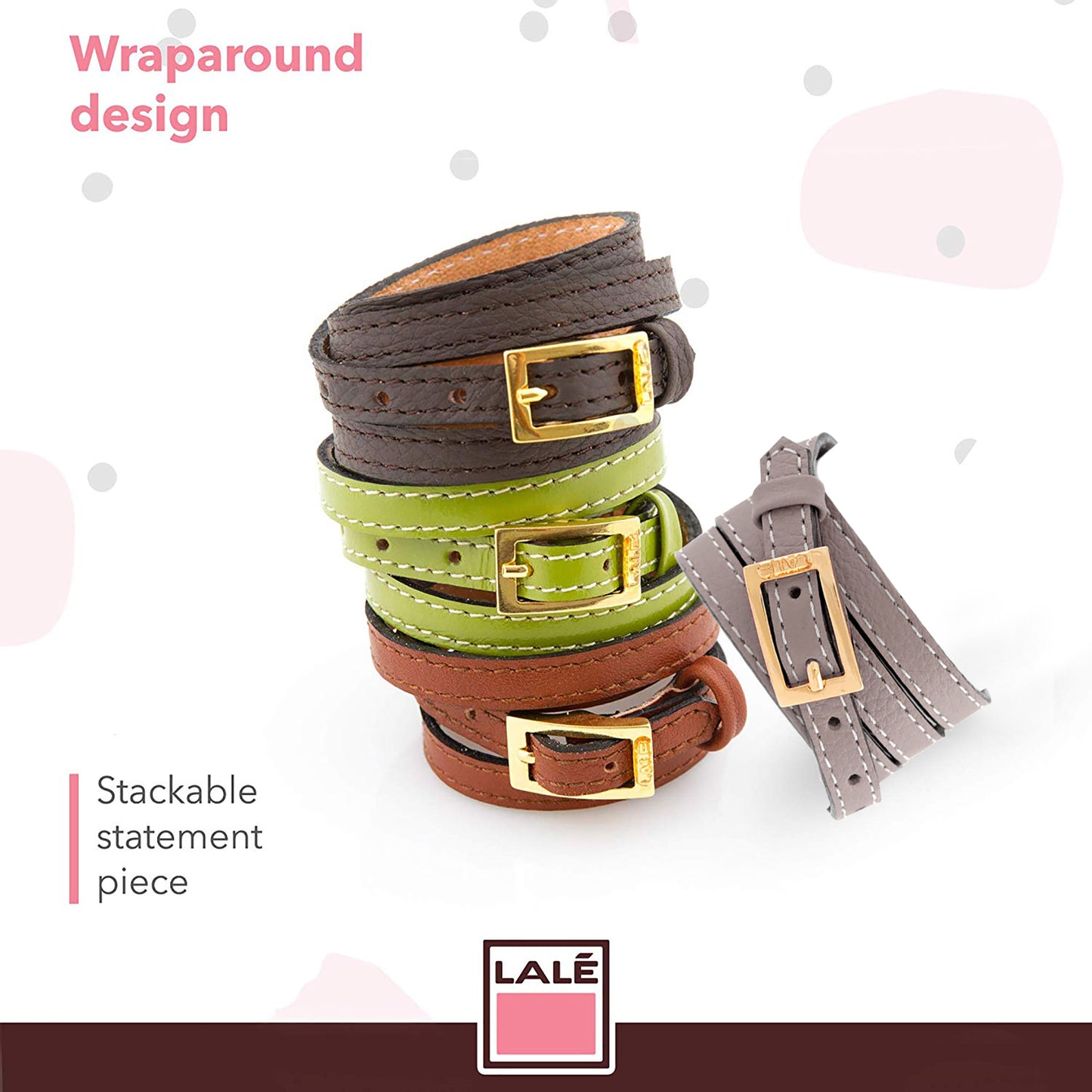 Bracelet 4V - Grey - LALE - LEATHER - BRACELETS