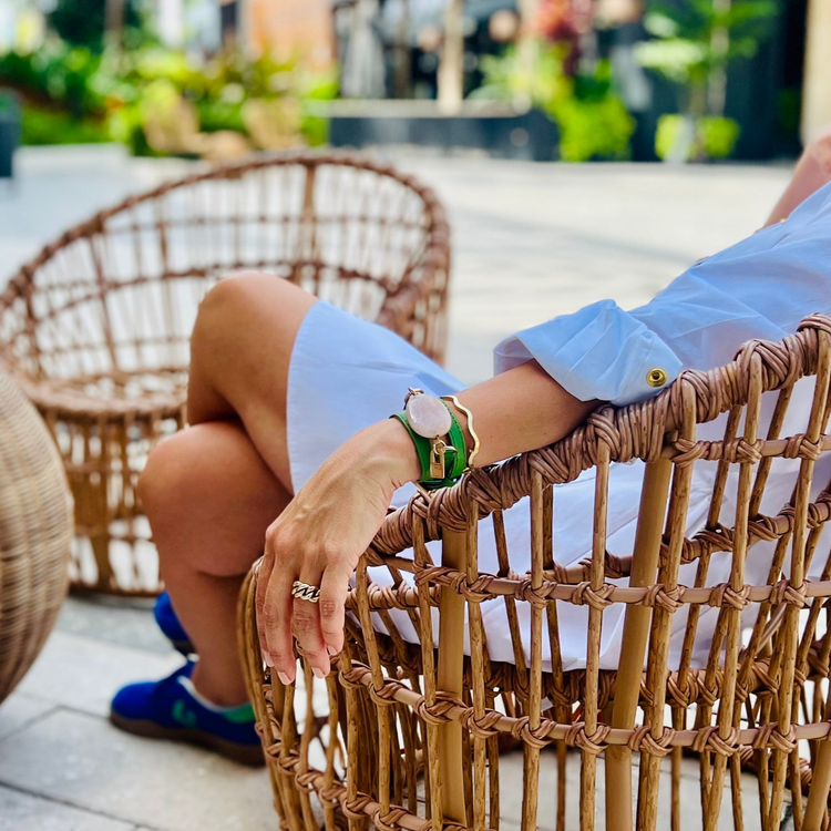 Signature Triple Wrap Italian Leather Bracelet with Naturals Stones