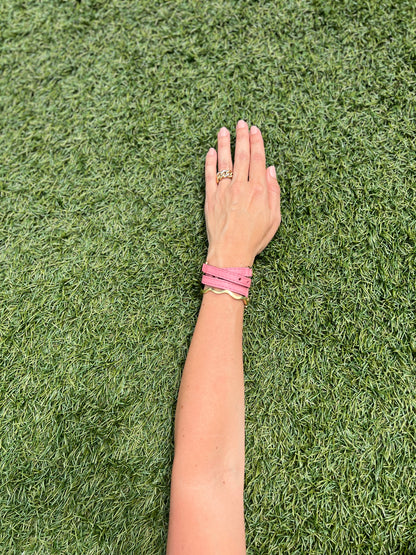 Halfmoon Pink Leather Bracelet