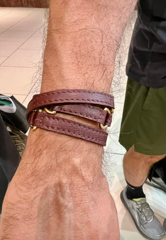 Halfmoon Brown Leather Bracelet