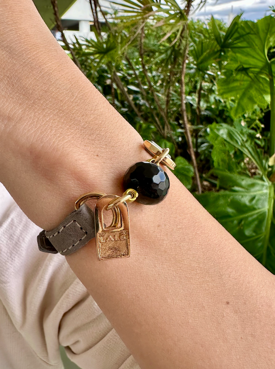 Gray Leather Gemstone Bracelets - LALEBRACELETS