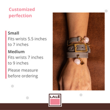 Load image into Gallery viewer, Wrap Around Bracelet - Gray Leather and Rose Quartz - LALEBRACELETS