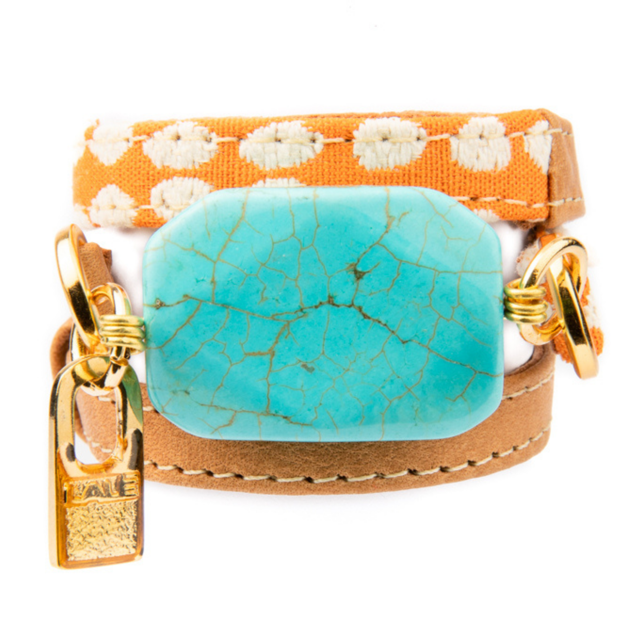 Bracelet Ale - Orange Dots and Turquoise - LALEBRACELETS