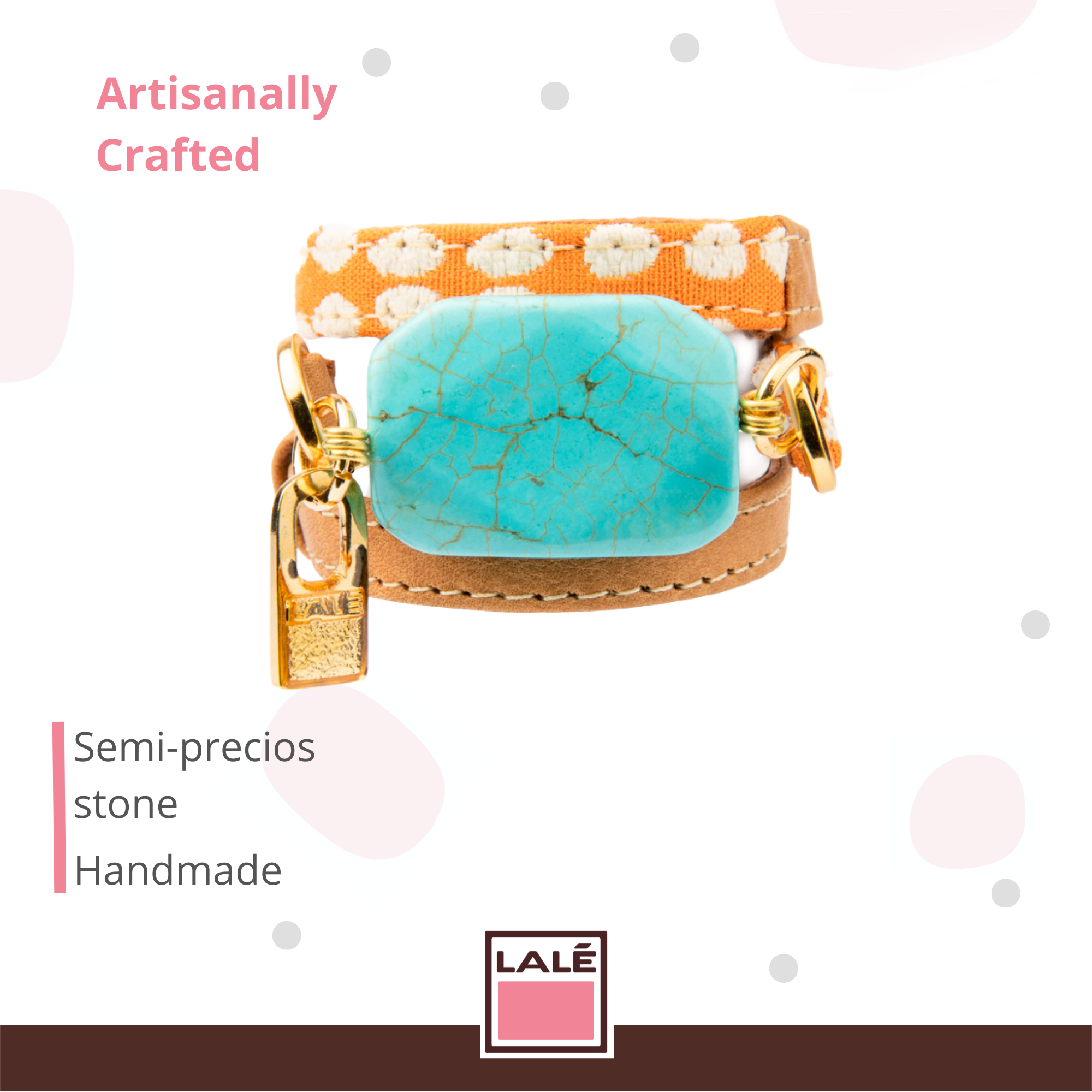 Bracelet Ale - Orange Dots and Turquoise - LALEBRACELETS