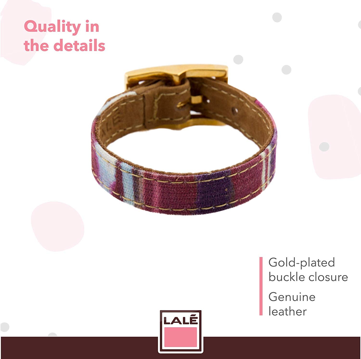 Bracelet 1V - Magenta Stripes - LALE - LEATHER - BRACELETS