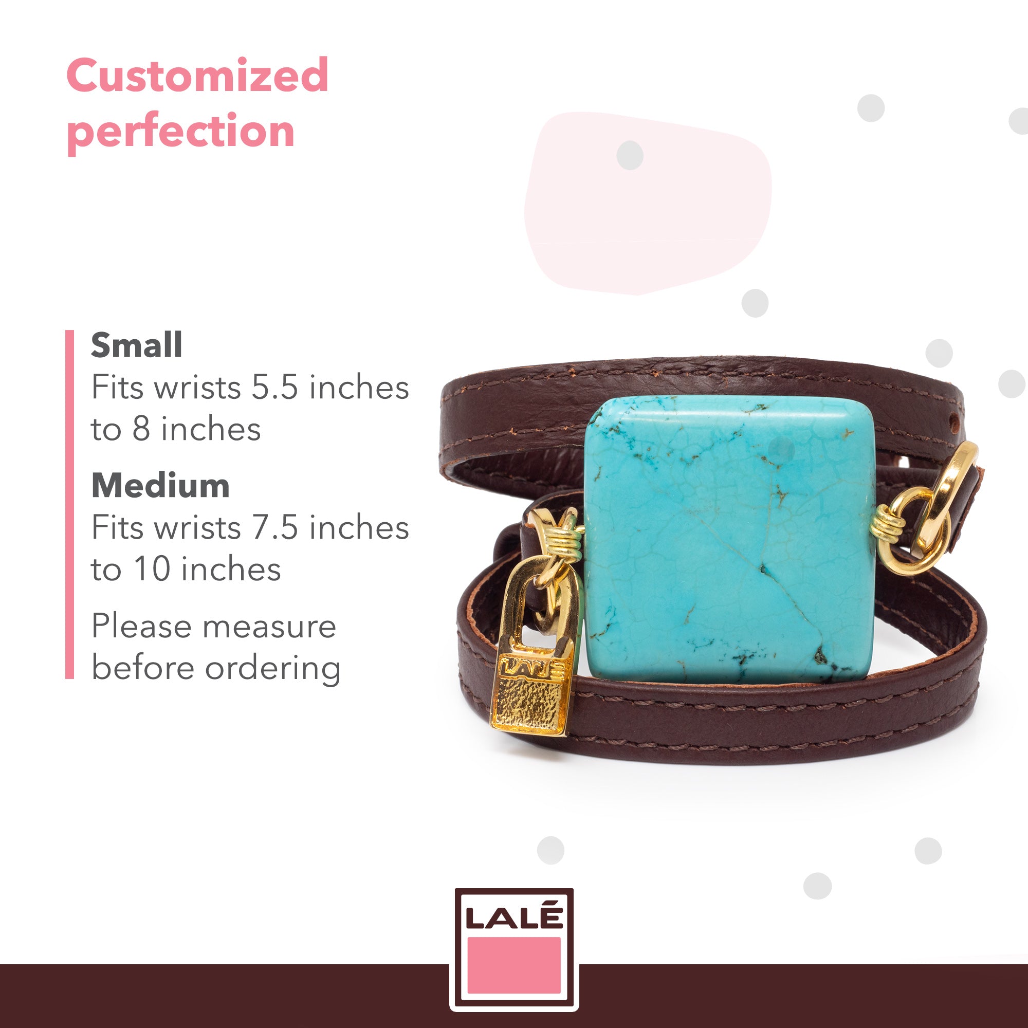Bracelet Ale - Brown Leather and Turquoise Medium