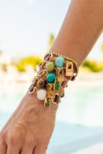 Load image into Gallery viewer, Bracelet Mini Ale - Green Leather and Turquoise - LALEBRACELETS